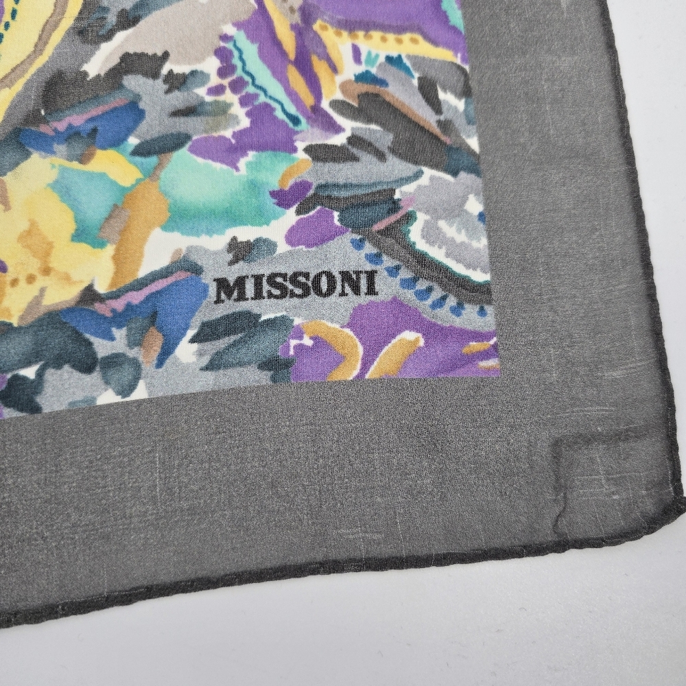 Missoni Multicolor Pattern Square Scarf Silk Grey… - image 2